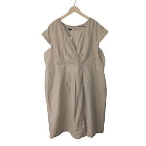 NWT Talbots Linen Faux Wrap Cap Sleeve Midi Sheath Dress